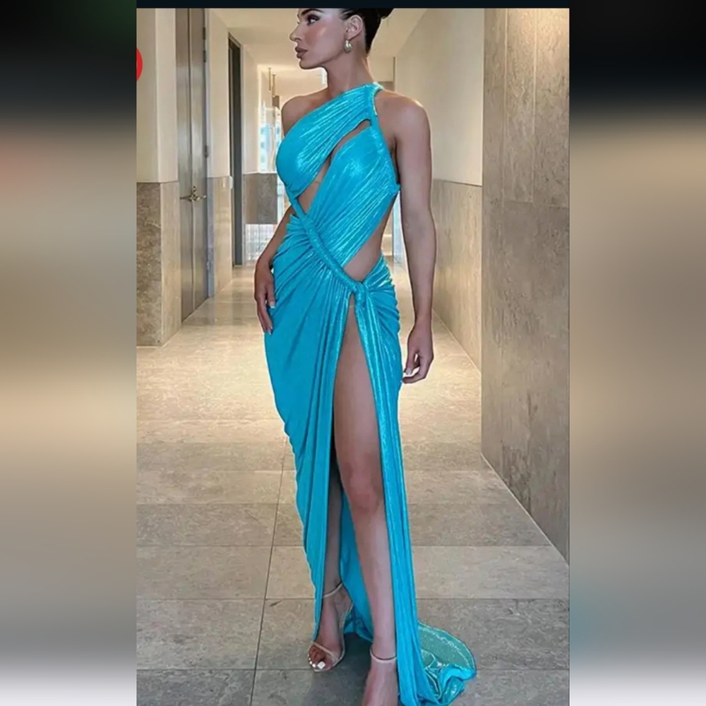 One Shoulder High Slit & Cut-Outs Detail Maxi Dress - Dresses for Women